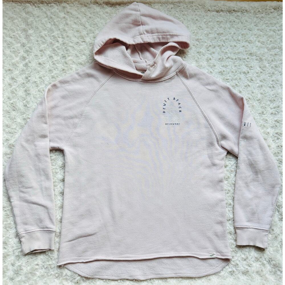 Blue 84 Womens Pale Pink Dewey Beach Delaware Terry Lined Anchors Sweatshirt M L